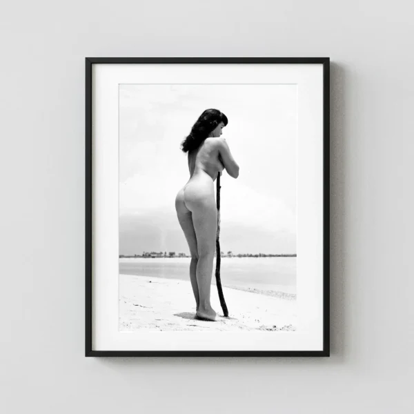 Bettie Page On The Beach 1954 Alternate View Nude Photography Print