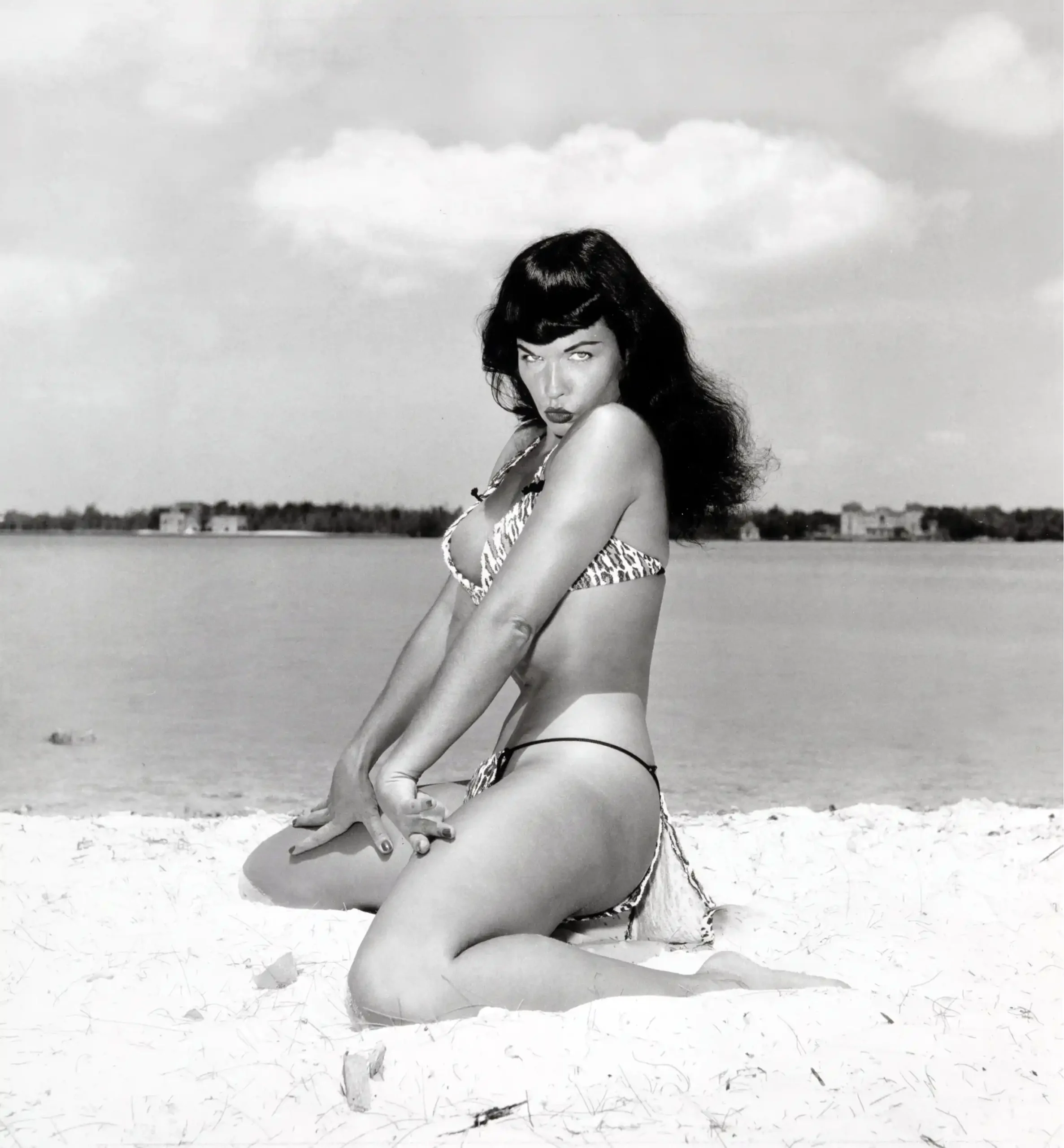 Bettie Page On The Beach 1954 Nude Photography Print