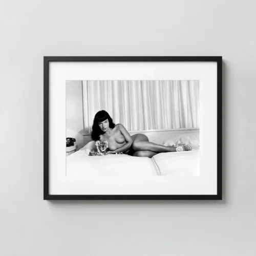 Bettie Page With A Plush Cheetah Circa 1954 Nude Photography Print