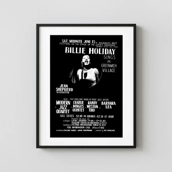 Billie Holiday 1957 Greenwich Village, NYC Large Handbill Music Poster