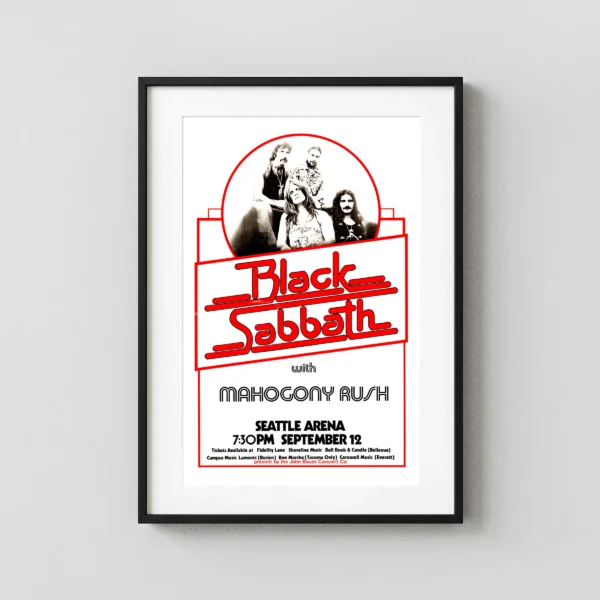 Black Sabbath with Ozzy Osbourne 1975 Seattle, WA Concert Poster