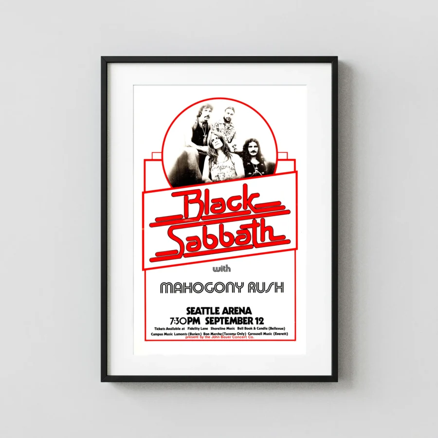 Black Sabbath with Ozzy Osbourne 1975 Seattle, WA Concert Poster