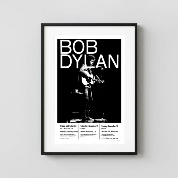 Bob Dylan 1965 San Francisco Bay Area Triple-Venue Concert Poster