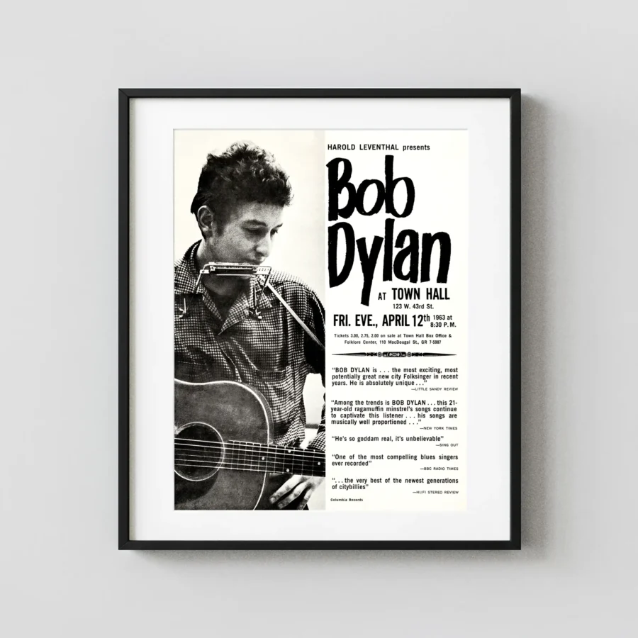 Bob Dylan Concert Handbill (1963) Music Poster