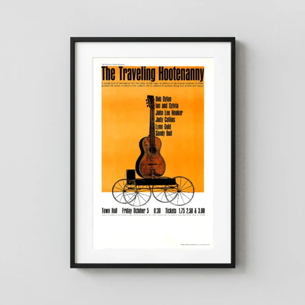 Bob Dylan, John Lee Hooker 1962 New York City "Traveling Concert Poster