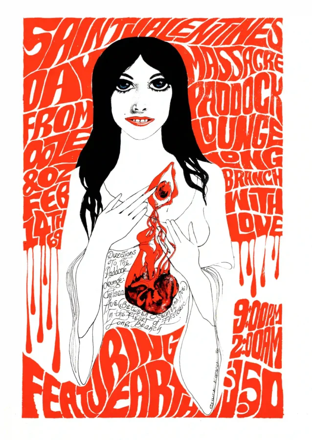Bruce Springsteen 1969 Early New Jersey Concert Poster featuring white, red, and black vertical artwork.