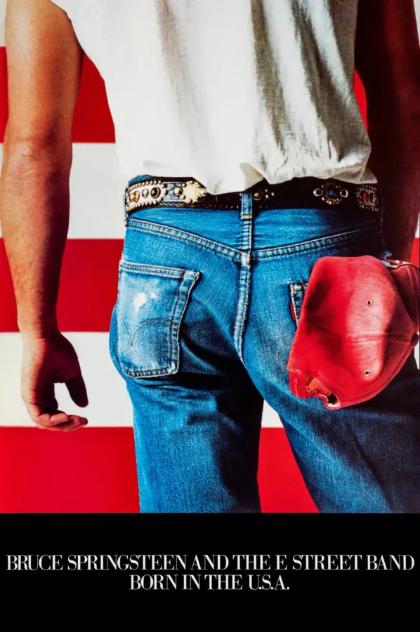 Bruce Springsteen (Winterland Productions, 1980s) Music Poster featuring black, light gray, and red vertical artwork.