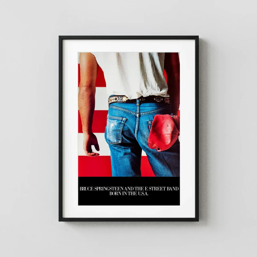 Bruce Springsteen (Winterland Productions, 1980s) Music Poster featuring black, light gray, and red vertical artwork.