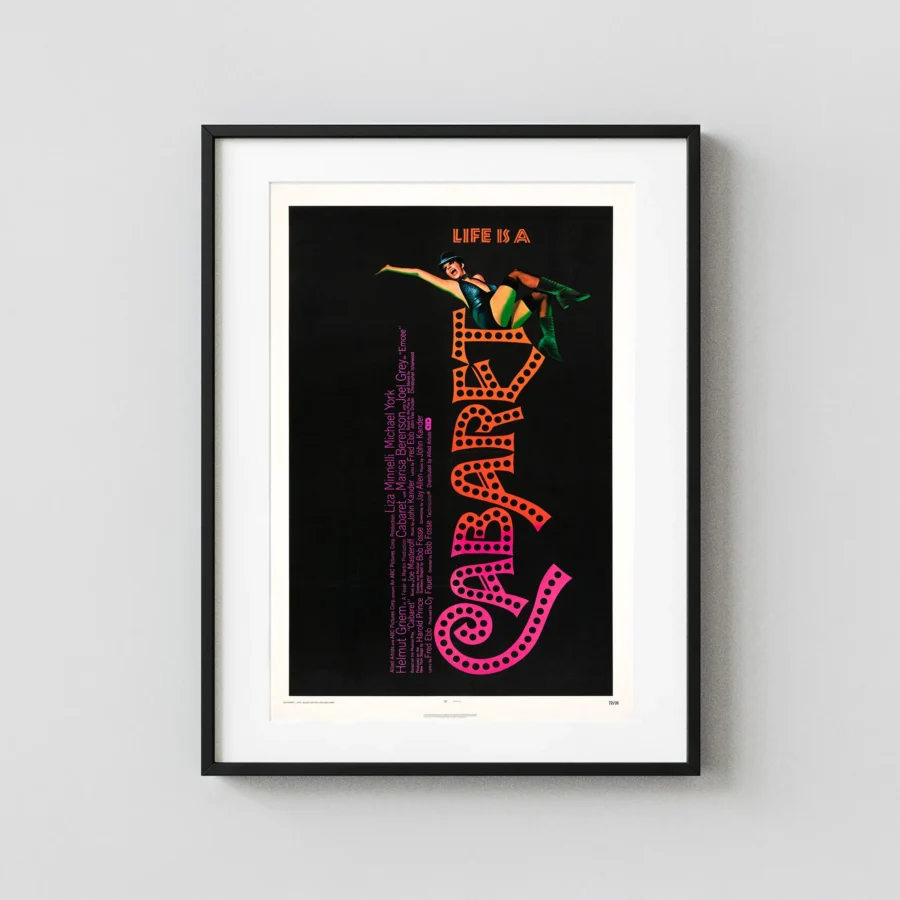 Cabaret (Allied Artists, 1972) Music Poster featuring black, white, and charcoal vertical artwork.