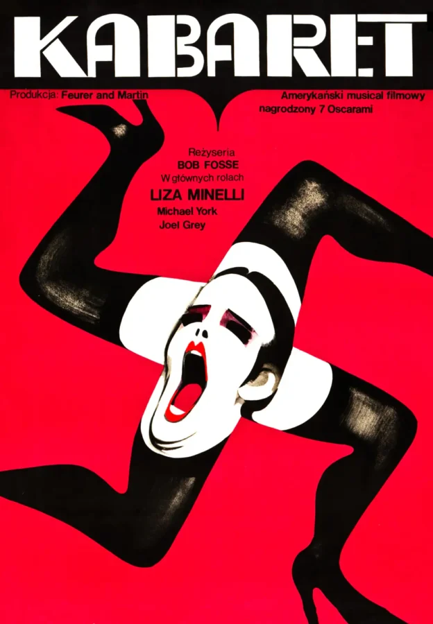 Cabaret (Allied Artists, 1973) Music Poster featuring red, black, and white vertical artwork.