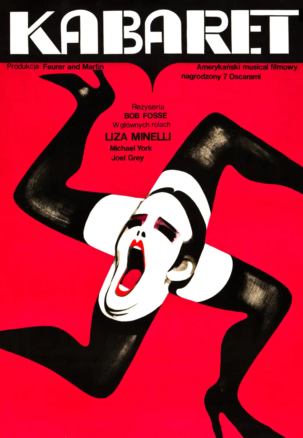 Cabaret (Allied Artists, 1973) Music Poster featuring red, black, and white vertical artwork.
