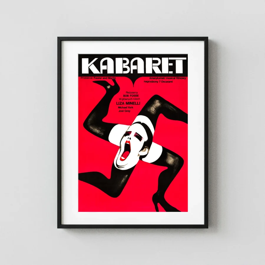 Cabaret (Allied Artists, 1973) Music Poster featuring red, black, and white vertical artwork.