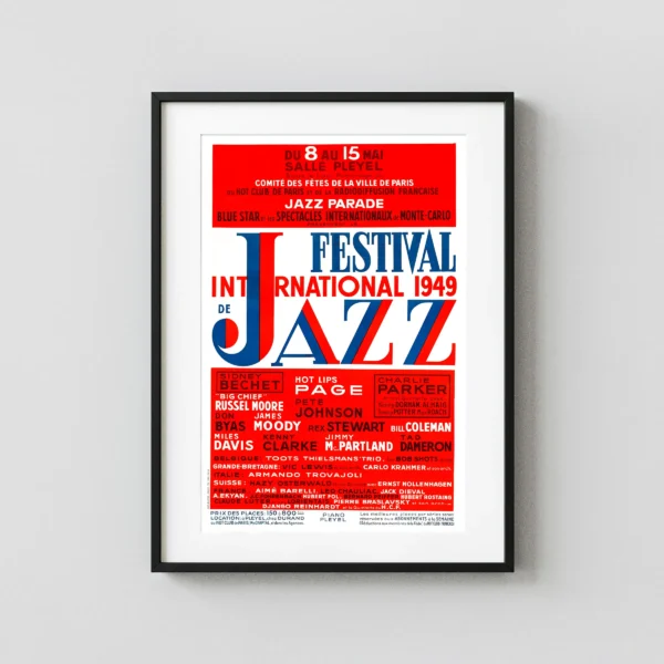 Charlie Parker, Miles Davis Paris International Jazz Festival Poster (1949)
