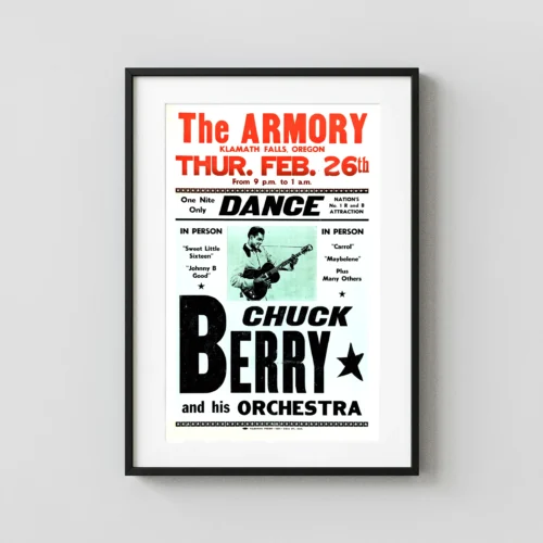 Chuck Berry 1959 Klamath Falls, OR "Johnny B. Goode" Concert Poster