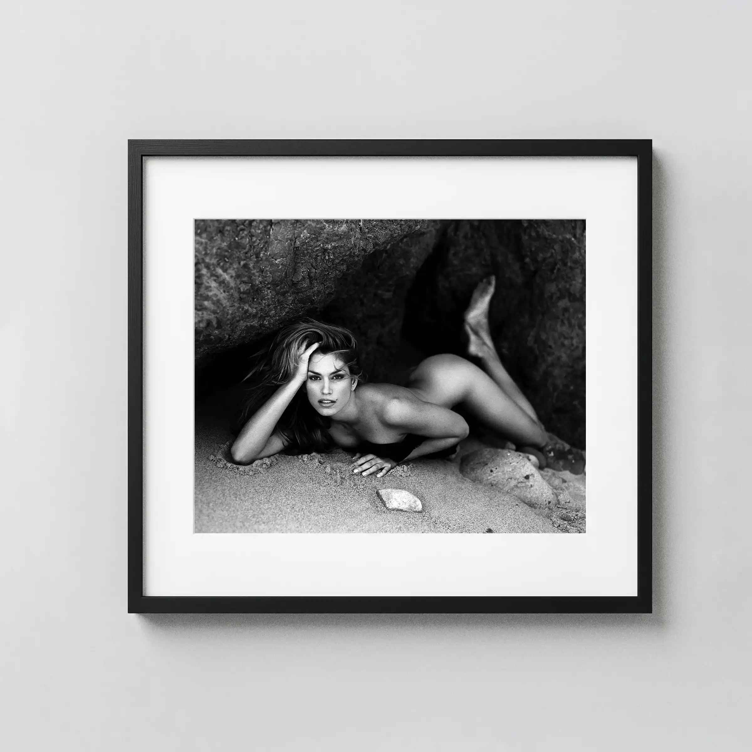 Cindy Crawford Malibu California 1995 Nude displayed as a framed wall mockup