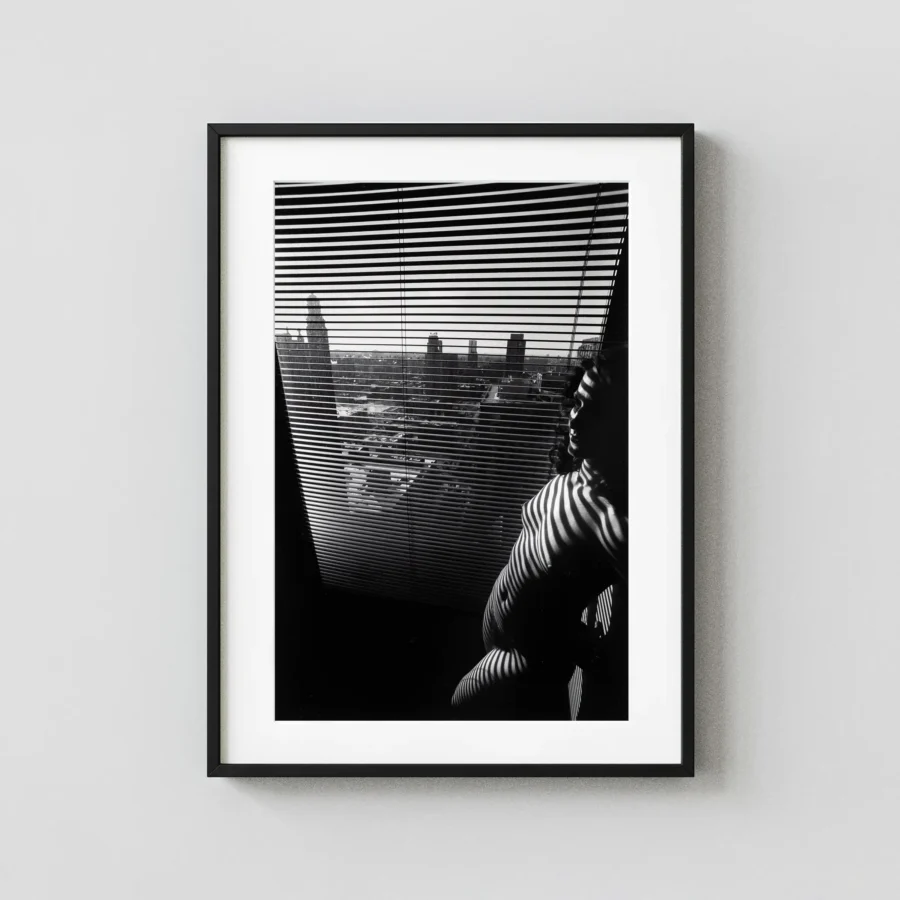 Denise And Shadows Chicago 1977 Nude displayed as a framed wall mockup