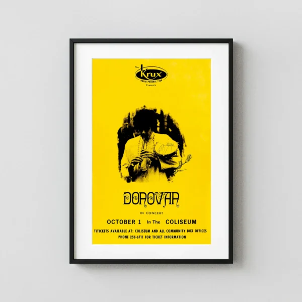 Donovan 1968 the Hurdy Gurdy Man Era Phoenix, AZ Concert Poster