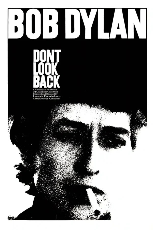 Don't Look Back (Leacock-Pennebaker, 1967) Music Poster featuring white, black, and light gray vertical artwork.