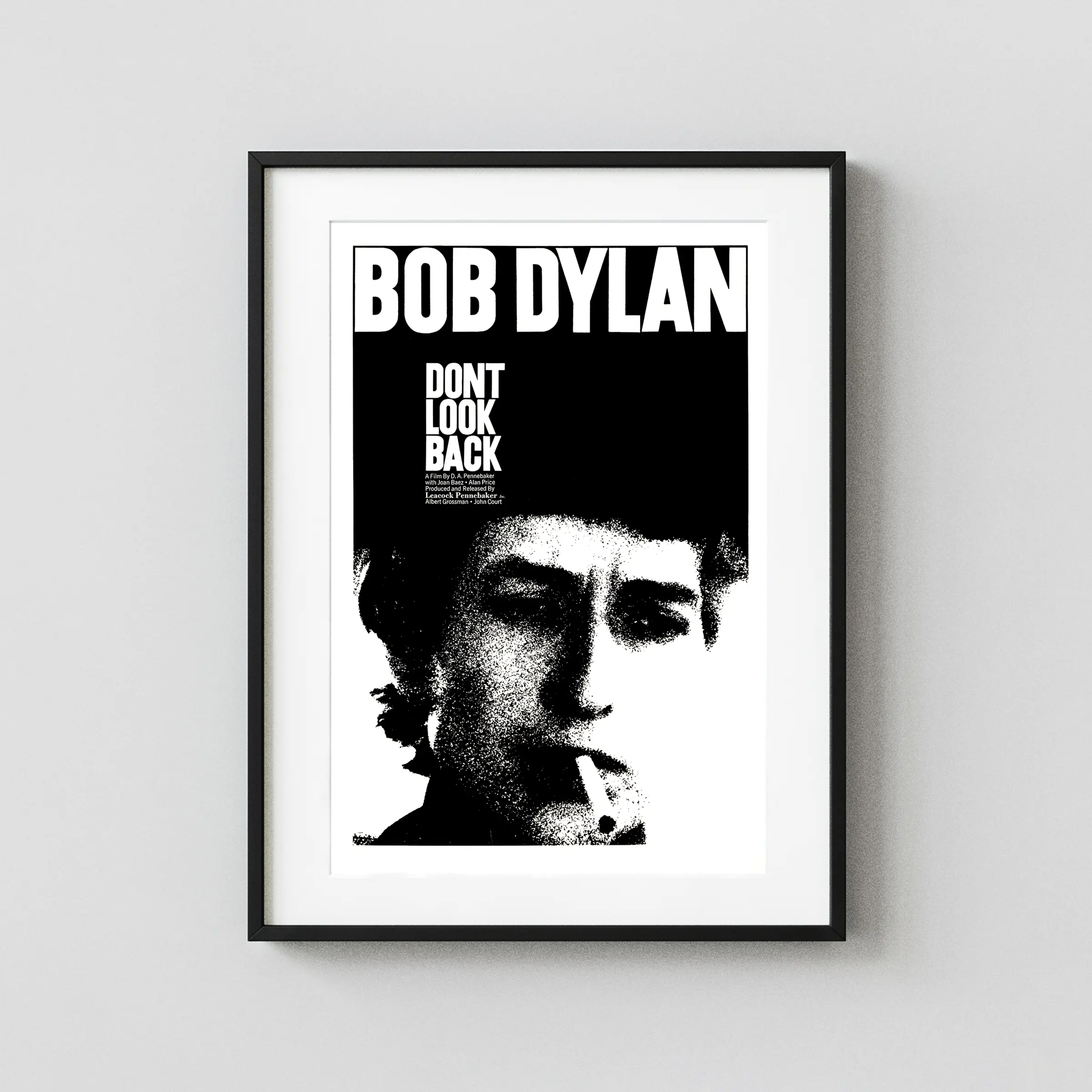Don't Look Back (Leacock-Pennebaker, 1967) Music Poster featuring white, black, and light gray vertical artwork.