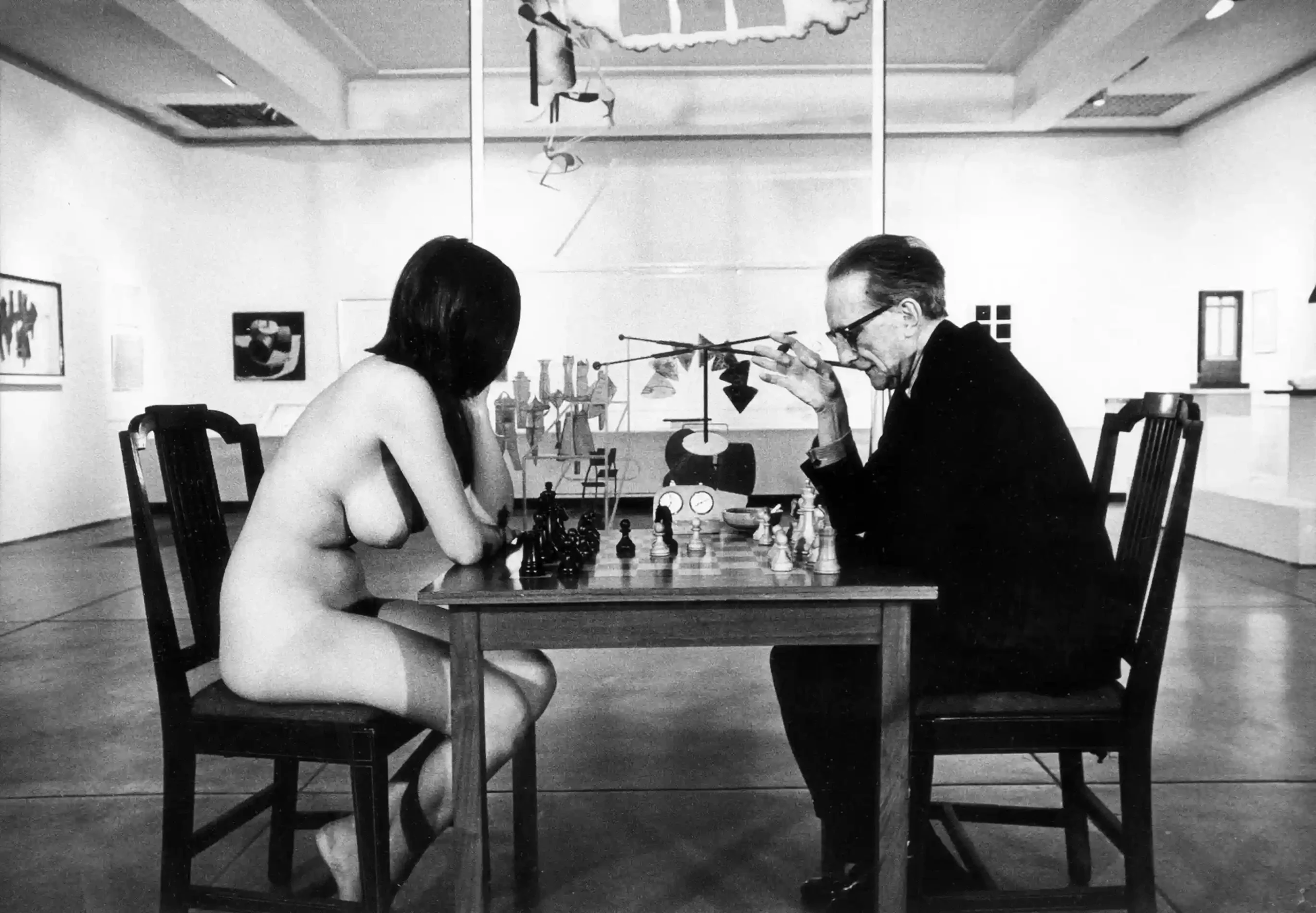 Duchamp Playing Chess With Eve Babitz 1964 Nude Photography Print