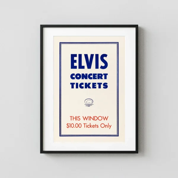 Elvis Presley 1970s Generic Box-Office "$10.00 Tickets" Poster