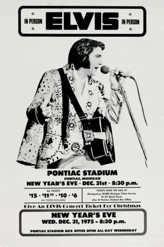 Elvis Presley 1975 Pontiac, MI New Year's Eve Concert Poster