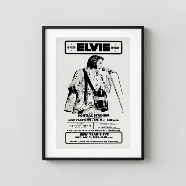 Elvis Presley 1975 Pontiac, MI New Year's Eve Concert Poster
