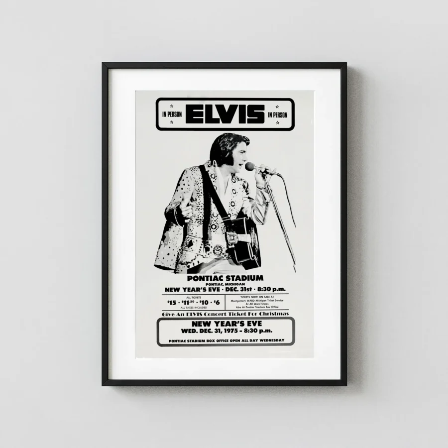 Elvis Presley 1975 Pontiac, MI New Year's Eve Concert Poster