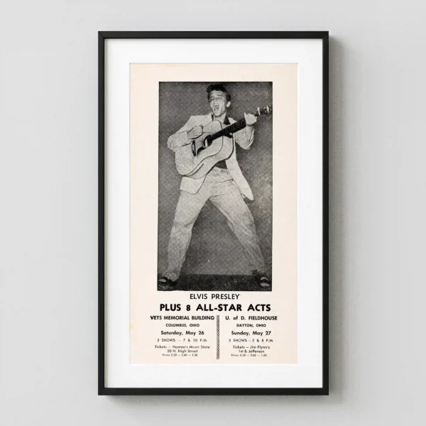Elvis Presley Spring 1956 Columbus and Dayton, Ohio Concert Concert Poster