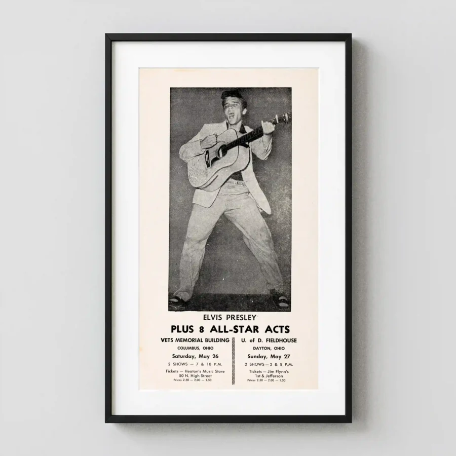 Elvis Presley Spring poster with rose, slate gray, and light gray artwork and period lettering.