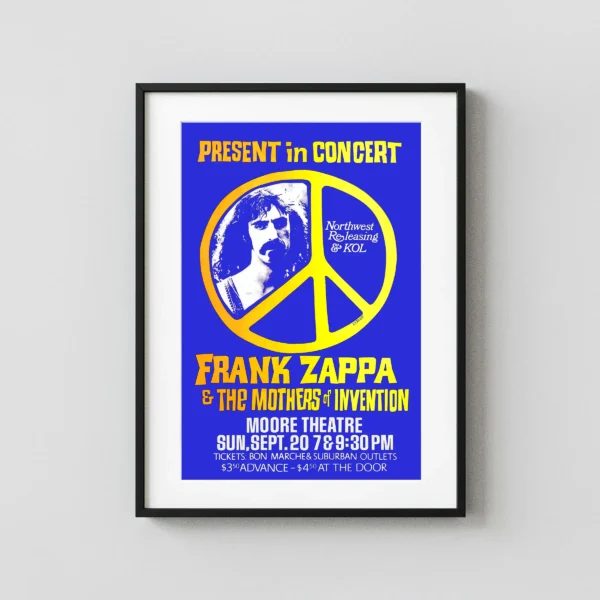 Frank Zappa and the Mothers of Invention 1970 Seattle, WA Concert Poster