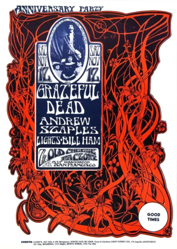 Grateful Dead 1966 One-Year Anniversary Party Concert Poster