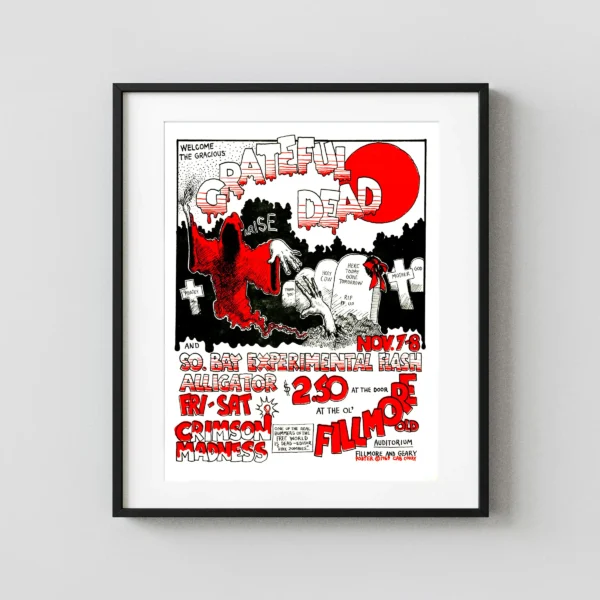 Grateful Dead 1969 Fillmore Auditorium Graveyard Handbill Music Poster