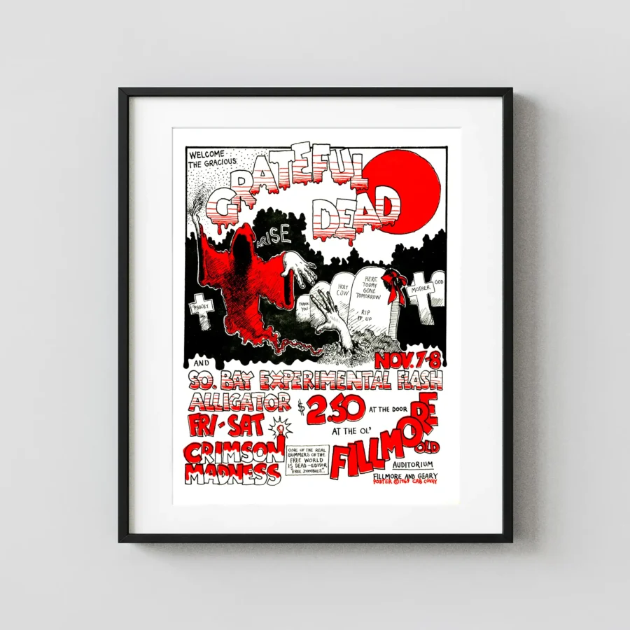 Grateful Dead 1969 Fillmore Auditorium Graveyard Handbill Music Poster
