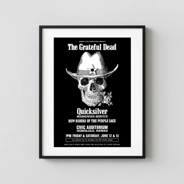 Grateful Dead 1970 Honolulu, HI Diamond Head Productions Concert Poster