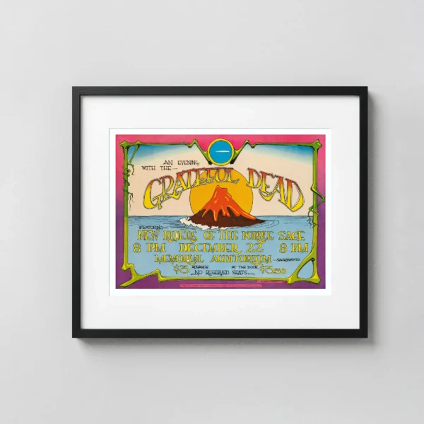 Grateful Dead 1970 Sacramento, CA "Volcano" Concert Poster
