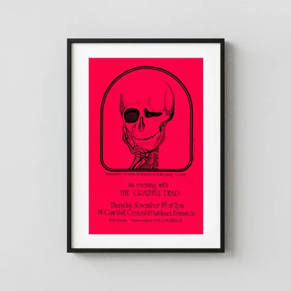 Grateful Dead 1973 Evanston, IL Northwestern U. Homecoming Concert Poster