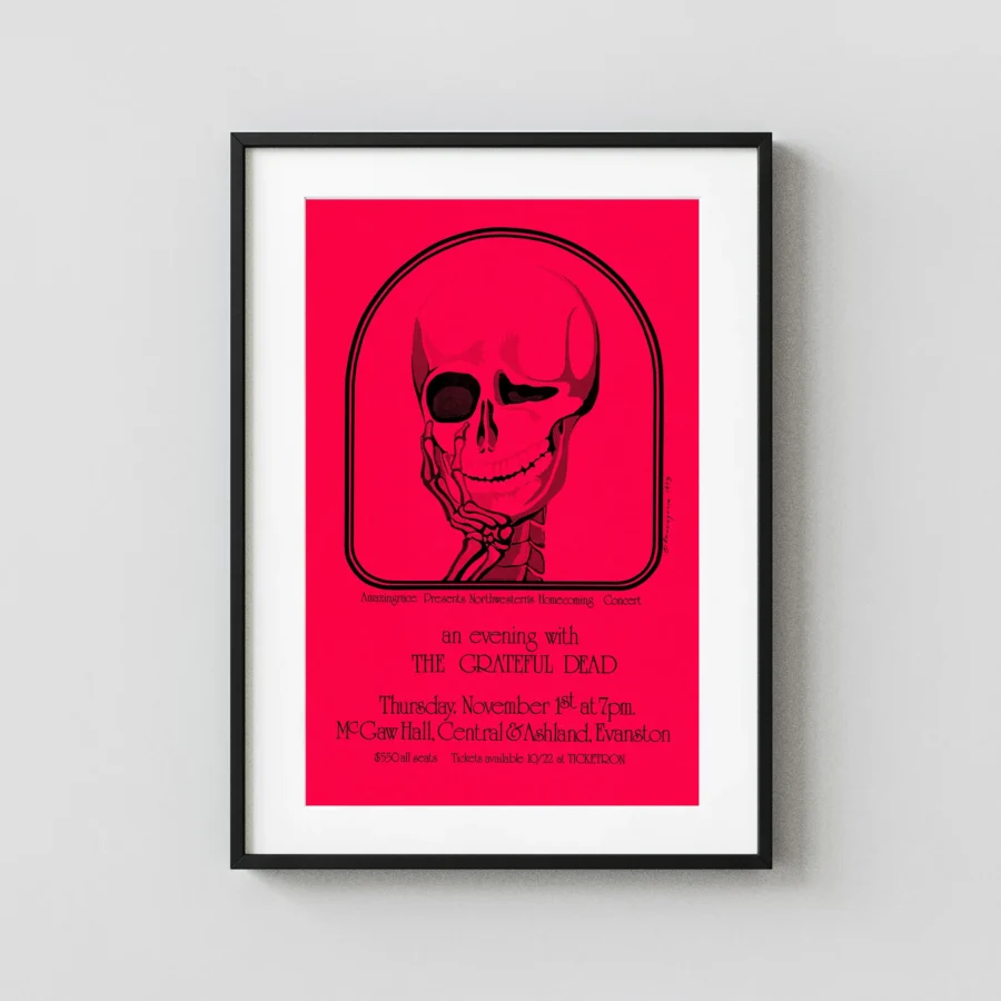Grateful Dead 1973 Evanston, IL Northwestern U. Homecoming Concert Poster