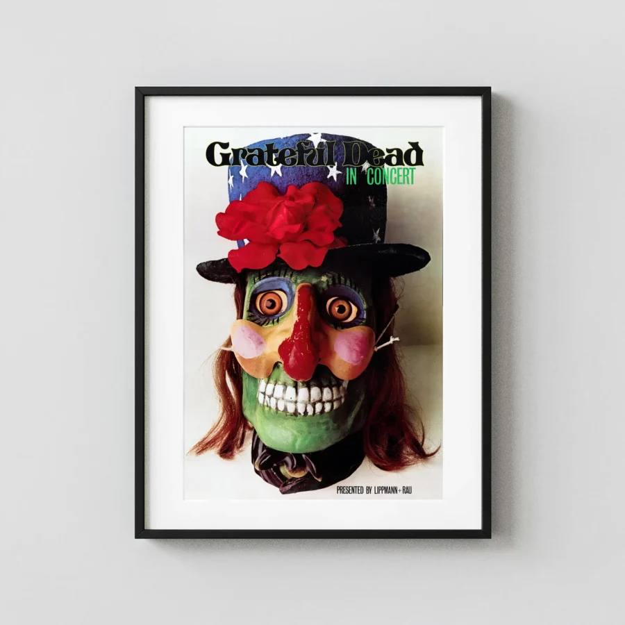 Grateful Dead 1974 German Tour-Blank Concert Poster featuring light gray, black, and red vertical artwork.