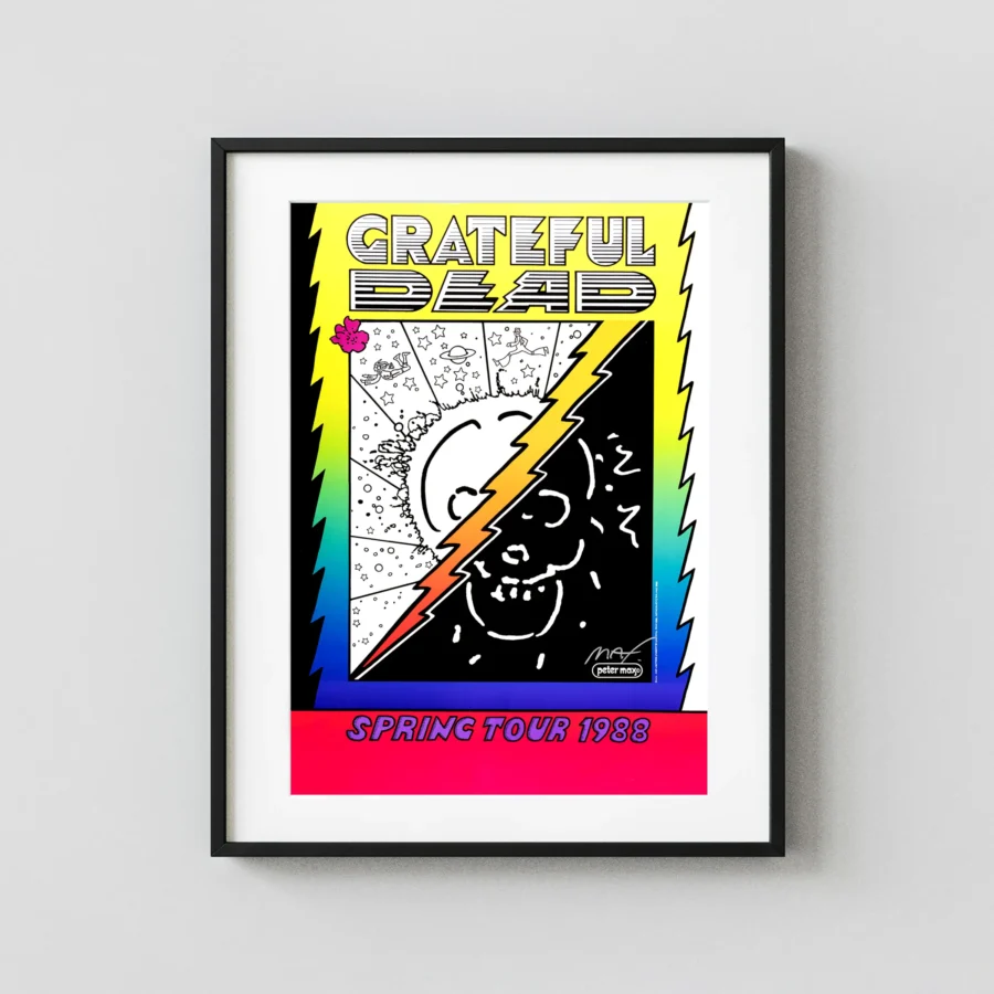 Grateful Dead 1988 Spring Tour Poster featuring black, white, and magenta vertical artwork.