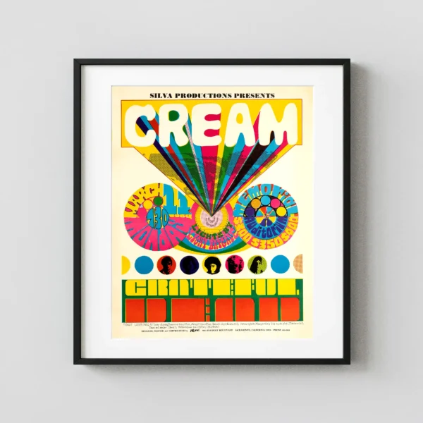 Grateful Dead, Cream 1968 Sacramento, CA Concert Poster
