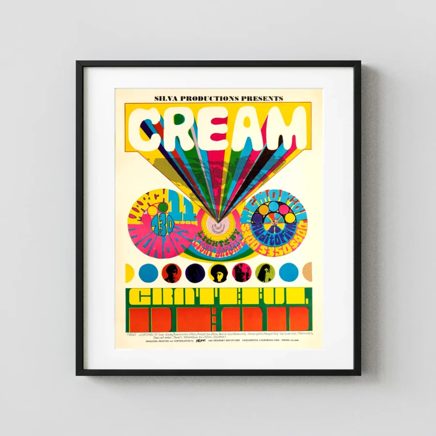 Grateful Dead, Cream 1968 Sacramento, CA Concert Poster