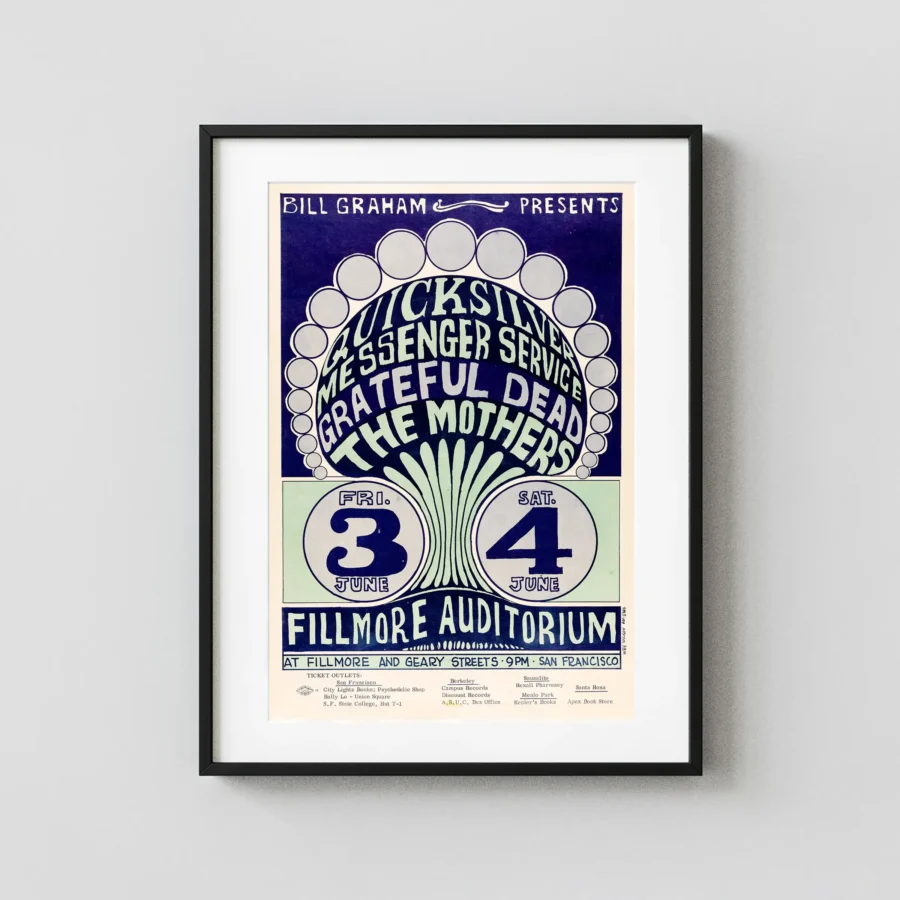 Grateful Dead, Frank Zappa, Mothers 1966 Fillmore Auditorium Concert Poster
