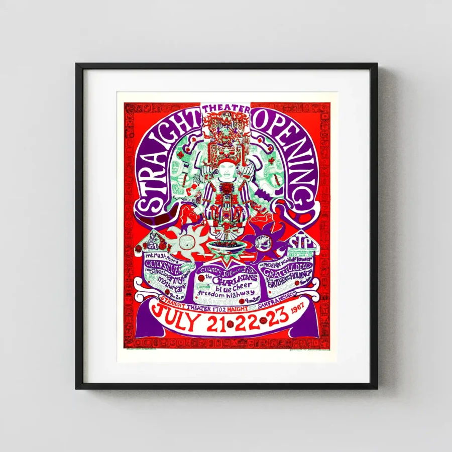 Grateful Dead, Janis Joplin, BBHC 1967 Straight Theater Grand Opening Poster