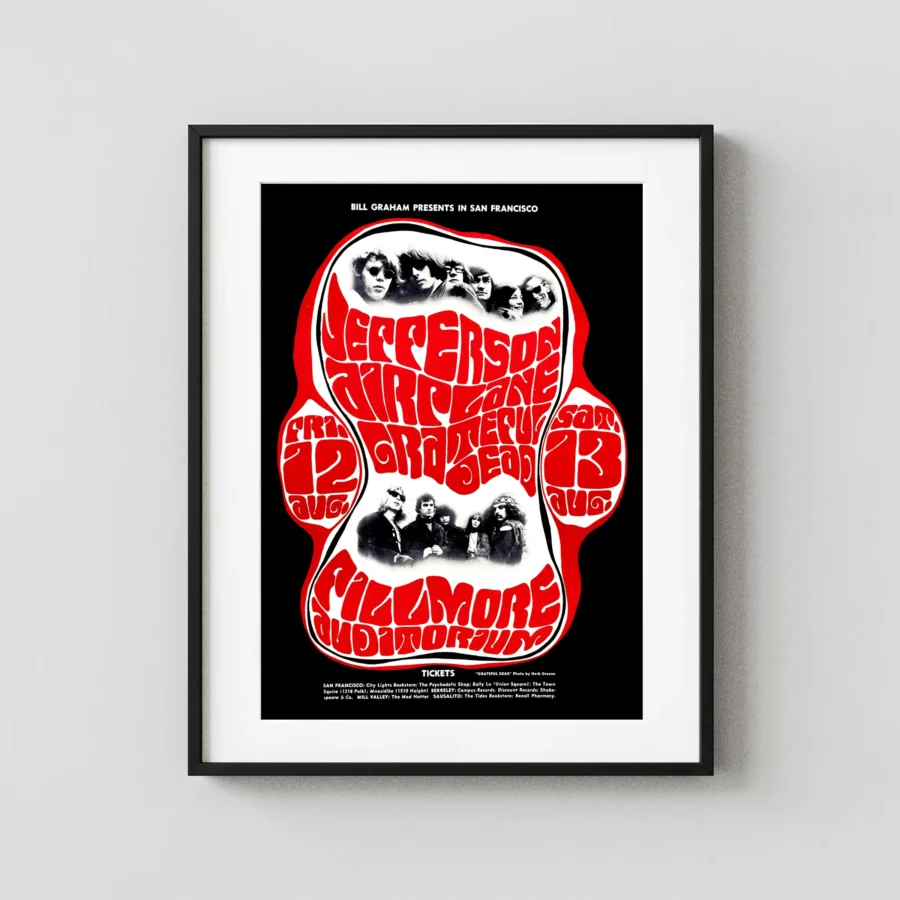 Grateful Dead, Jefferson Airplane 1966 Concert Poster - Alternate Design