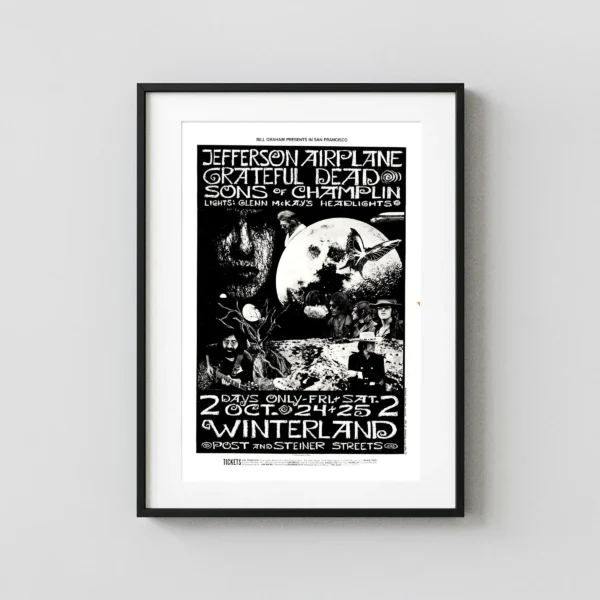 Grateful Dead, Jefferson Airplane 1969 San Concert Poster - Alternate Design