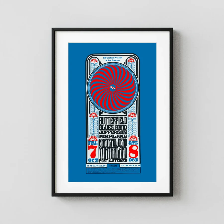 Grateful Dead, Jefferson Airplane, Paul Butterfield 1966 Music Poster