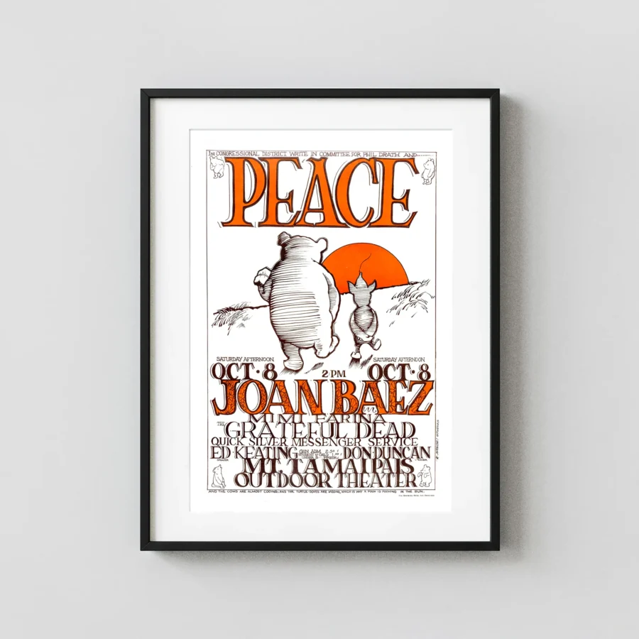 Grateful Dead, Joan Baez 1966 "Peace", Winnie the Pooh Mt. Tamalpais Poster