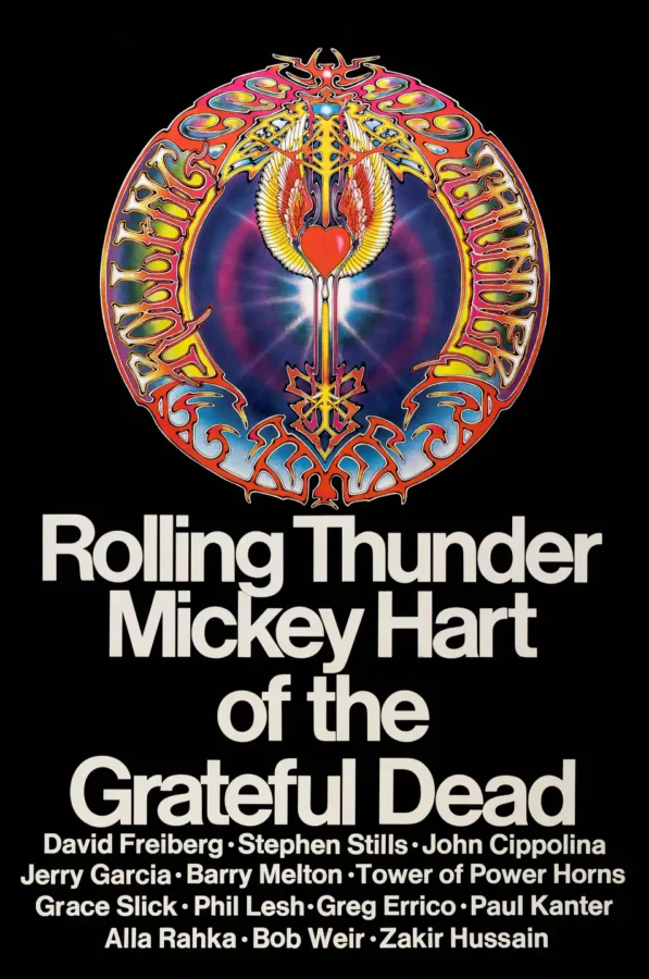 Grateful Dead-Related - Mickey Hart poster with black, gray, and charcoal artwork and period lettering.