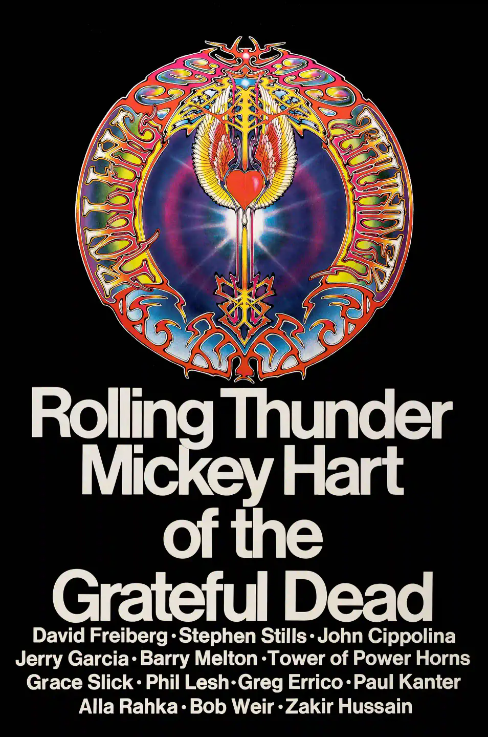 Grateful Dead-Related - Mickey Hart poster with black, gray, and charcoal artwork and period lettering.